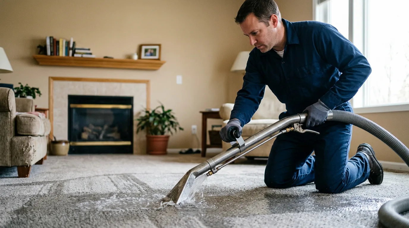Water damage restoration technician working near Satsuma, AL
